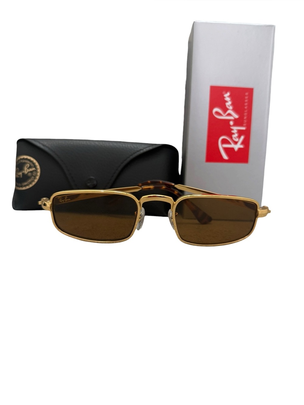 NWT A$AP Rocky Ray-Ban Polished Arista Gold Frame Brown Lens Sunglasses